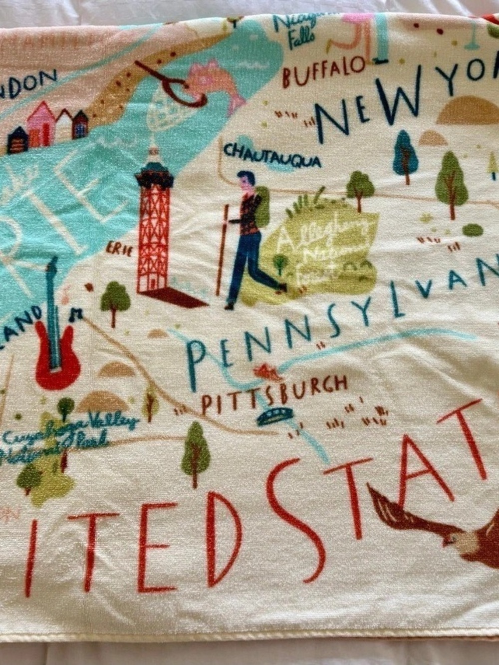 Spartina 449 Great Lakes Map Large Beach Towel